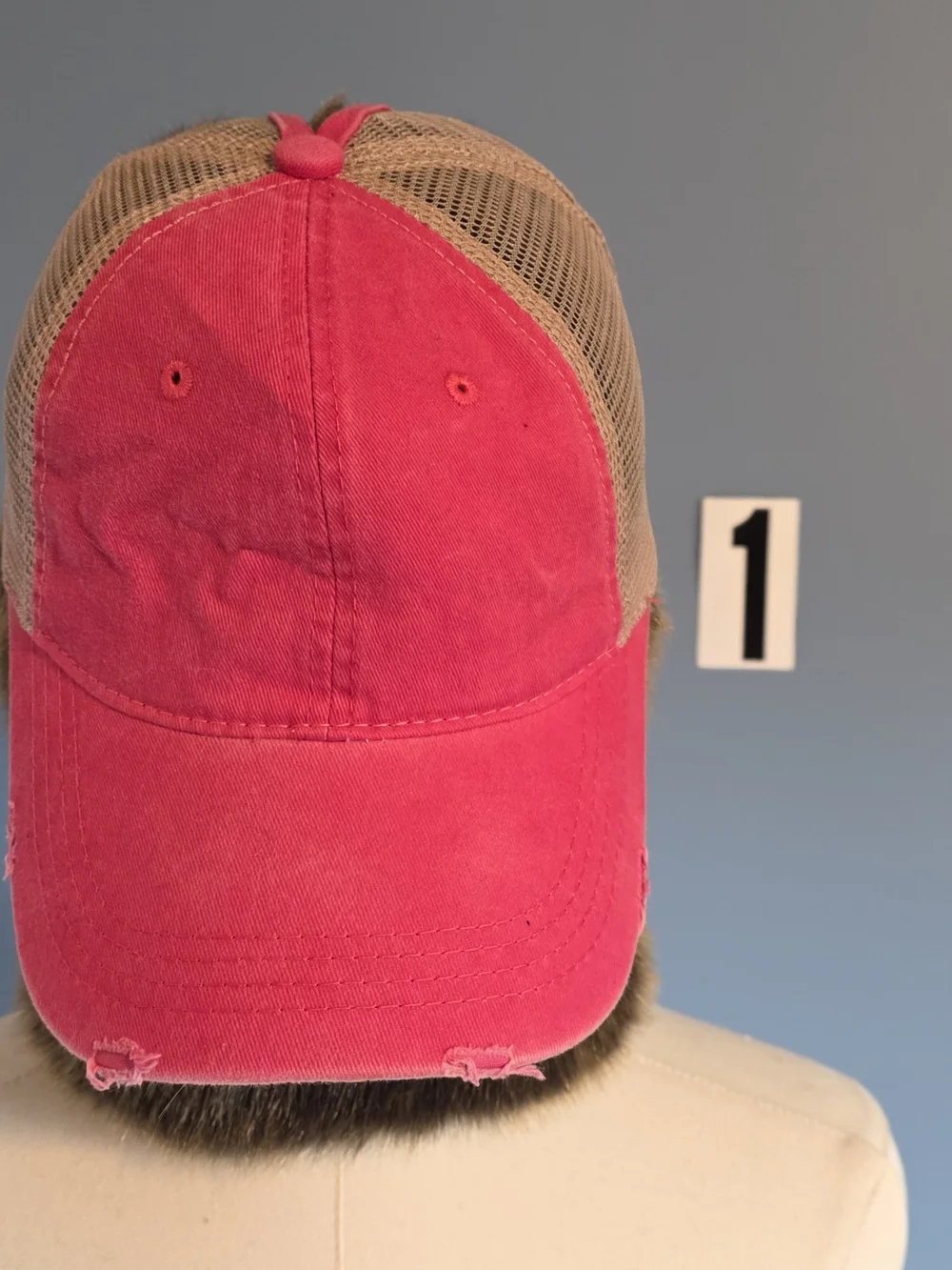 Kids Pink and Tan Mesh Back Trucker Hat